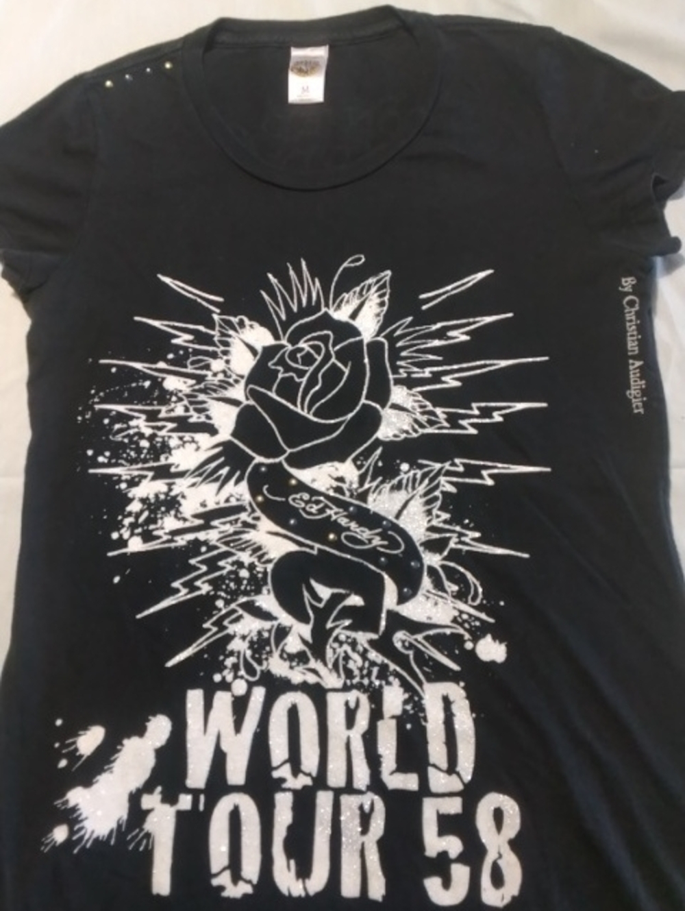 Women's Ed Hardy Shirt By Christian Audigier W/applique & Studs , M , $34